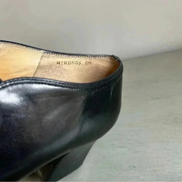 Jennifer Moore Leather Pointed Toe Lace Up Black Block Heels Women Size 9 Brazil - Picture 7 of 14